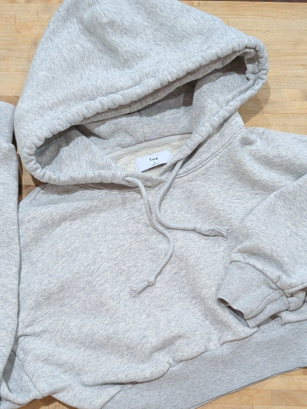 TNA Light Heather Gray Cropped Hoodie Size Small